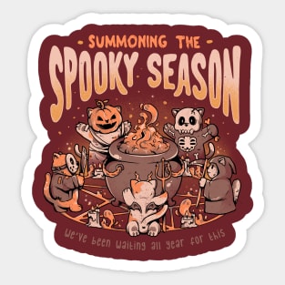 Summoning the Spooky Season - Evil Cat Halloween Gift Sticker